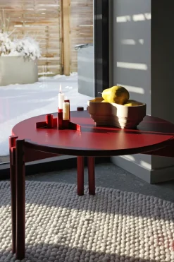 Table basse ronde en pin rouge 60x40cm Sticks - Karup Design