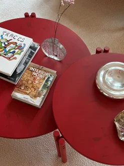 Table basse ronde en pin rouge 80x32cm Sticks - Karup Design