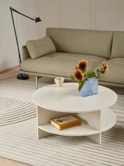 Table basse ronde en terrazzo blanc 85x36,5cm Halves - Muuto