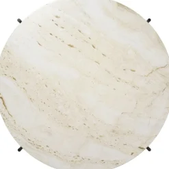 Table basse ronde en travertin blanc et acier inoxydable noir 80 cm TS - Gubi