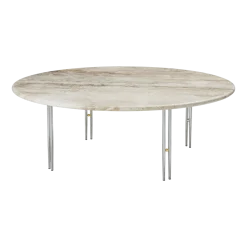 Table basse ronde en travertin et acier chromé 100x35cm Ioi - Gubi
