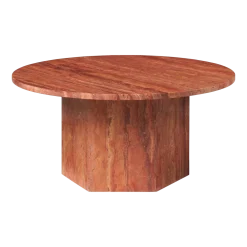 Table basse ronde en travertin rouge brûlé 80cm Epic - Gubi