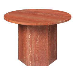 Table basse ronde en travertin rouge brûlé 60cm Epic - Gubi