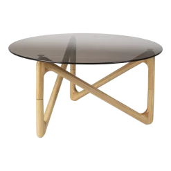 Table basse ronde en verre et bois de chêne 80x40cm Naia - Dutchbone