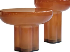 Table basse ronde en verre soufflé caramel 55x41cm Crown - 101 COPENHAGEN