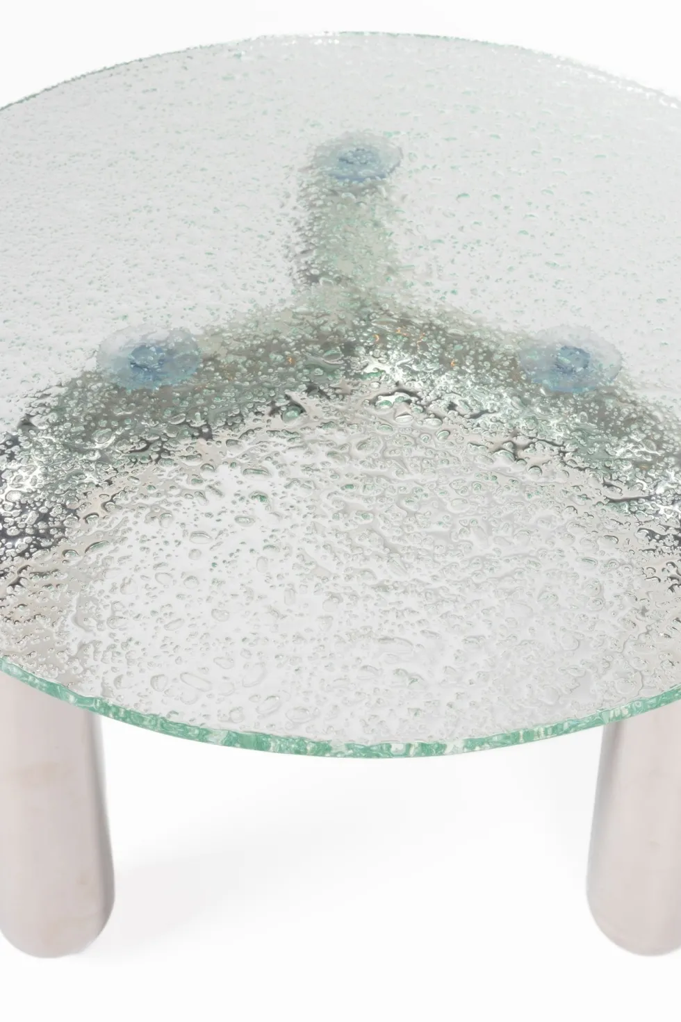 Table basse ronde en verre trempé et acier chromé 80cm Marly - Dutchbone