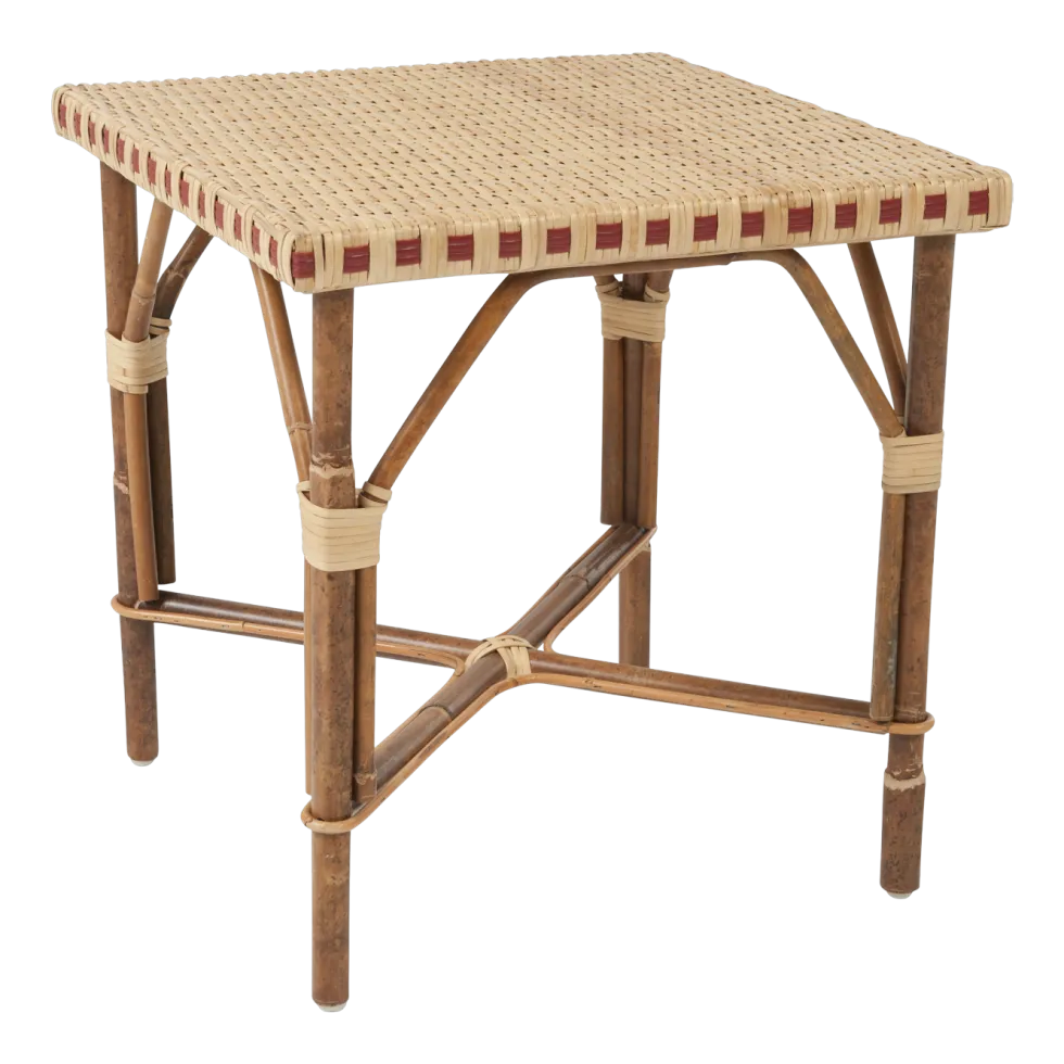 Table basse structure en rotin filets en résine rouge 52 x 49 x 49 Bagatelle - KOK