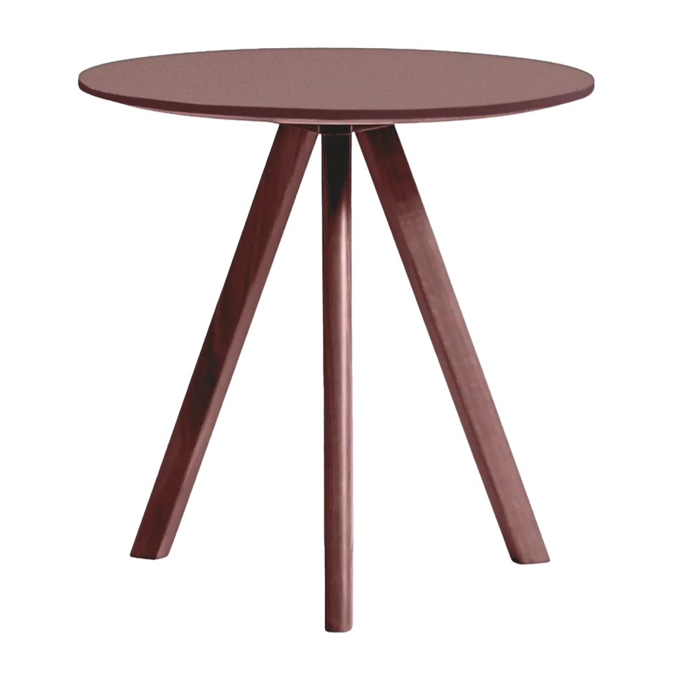 Table bistrot ronde en bois de chêne laqué et linoléum bordeaux 50x49cm CPH 20 2.0 - Hay