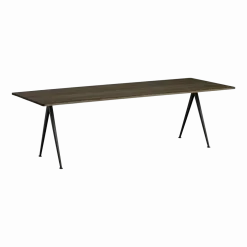 Table 250 cm en chêne massif fumé et acier noir Pyramide 02 - HAY