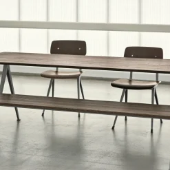 Table 300 cm en chêne massif solide fumé et acier noir Pyramid 02 - HAY
