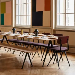 Table 300 cm en chêne massif solide fumé et acier noir Pyramid 02 - HAY