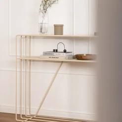 Table console en acier beige cashew 125x30x86cm Ria - Metallbude