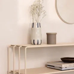 Table console en acier beige cashew 125x30x86cm Ria - Metallbude
