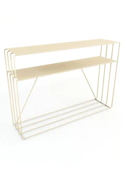 Table console en acier beige cashew 125x30x86cm Ria - Metallbude
