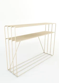 Table console en acier beige cashew 125x30x86cm Ria - Metallbude