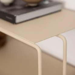 Table console en acier beige cashew 125x30x86cm Ria - Metallbude