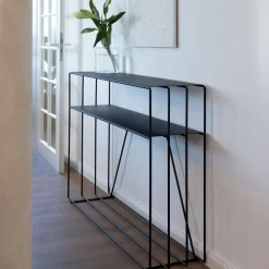 Table console en acier noir 125x30x86cm Ria - Metallbude