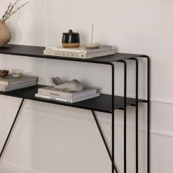 Table console en acier noir 125x30x86cm Ria - Metallbude