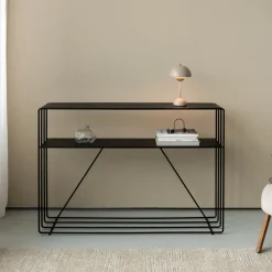 Table console en acier noir 125x30x86cm Ria - Metallbude