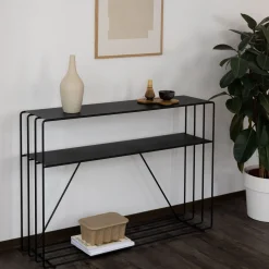 Table console en acier noir 125x30x86cm Ria - Metallbude
