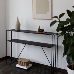 Table console en acier noir 125x30x86cm Ria - Metallbude
