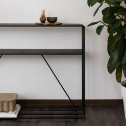 Table console en acier noir 125x30x86cm Ria - Metallbude