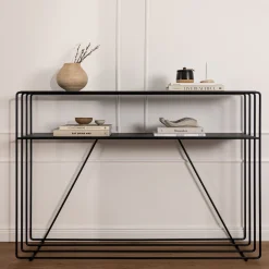Table console en acier noir 125x30x86cm Ria - Metallbude