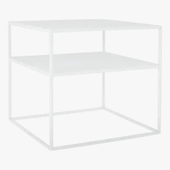 Table d'appoint carré à deux étages blanc en métal Tensio 2 - Custom Form
