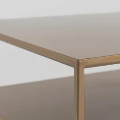 Table d'appoint carré à deux étages gold en métal 50 x 50 cm Tensio 2 - Custom Form