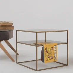 Table d'appoint carré à deux étages gold en métal 50 x 50 cm Tensio 2 - Custom Form