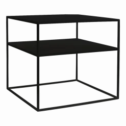 Table d'appoint carré à deux étages noir en métal Tensio 2 - Custom Form