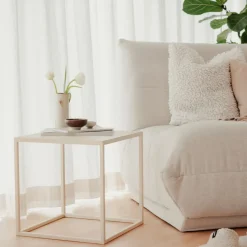 Table d'appoint en acier beige cashew 40x40cm Soli X - Metallbude