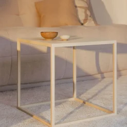 Table d'appoint en acier beige cashew 40x40cm Soli X - Metallbude