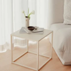 Table d'appoint en acier beige cashew 40x40cm Soli X - Metallbude