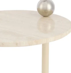 Table d'appoint en acier et travertin beige 40x60cm Castellum - AYTM