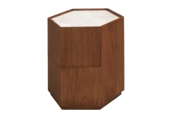Table d'appoint en bois mindi et marbre crème 43,5x50x54cm Tomo - Versmissen