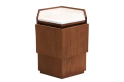 Table d'appoint en bois mindi et marbre crème 43,5x50x54cm Tomo - Versmissen
