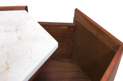 Table d'appoint en bois mindi et marbre crème 43,5x50x54cm Tomo - Versmissen