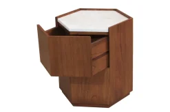 Table d'appoint en bois mindi et marbre crème 43,5x50x54cm Tomo - Versmissen