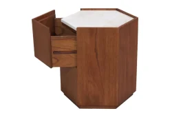 Table d'appoint en bois mindi et marbre crème 43,5x50x54cm Tomo - Versmissen