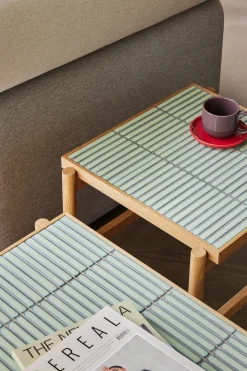Table d'appoint en chêne et carreaux menthe Tile - Hübsch