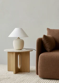 Table d'appoint en chêne et marbre kunis breccia 40 x 50 cm Androgyne - Audo