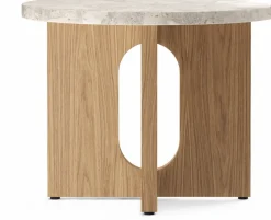 Table d'appoint en chêne et marbre kunis breccia 40 x 50 cm Androgyne - Audo