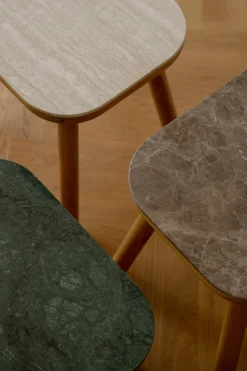 Table d'appoint en chêne et marbre vert 50x35x27cm Paff - Umage