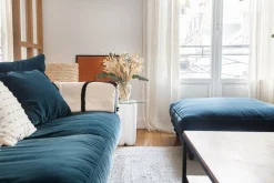 Table d'appoint en céramique blanc et plateau verre 50 cm Charlotte - Cosin Paris
