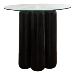 Table d'appoint en céramique noir et plateau verre 50 cm Charlotte - Cosin Paris