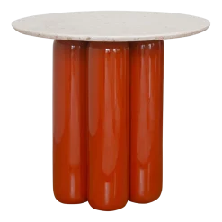 Table d'appoint en céramique terracotta et plateau recyclé 50 cm Charlotte - Cosin Paris
