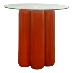 Table d'appoint en céramique terracotta et plateau verre 50 cm Charlotte - Cosin Paris