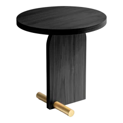 Table d'appoint en frêne noir et détail doré 50cm Nova 1 - Nomon