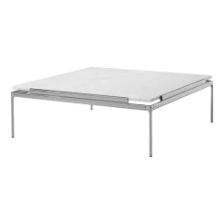 Table d'appoint en marbre bianco carrera et structure chrome foncé 34x100 cm Sett LN13 - &tradition